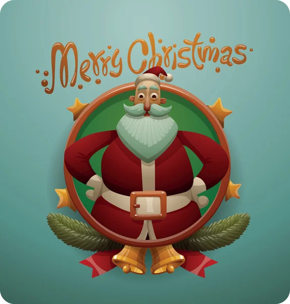 Christmas card, Cute Santa Claus standing — Wektor stockowy