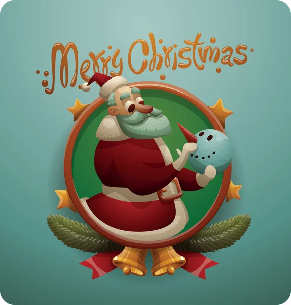 Christmas card, Cute Santa Claus and snowman — Wektor stockowy