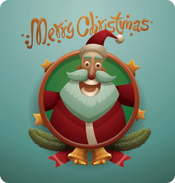 Christmas card, Cute Santa Claus happy face — Wektor stockowy