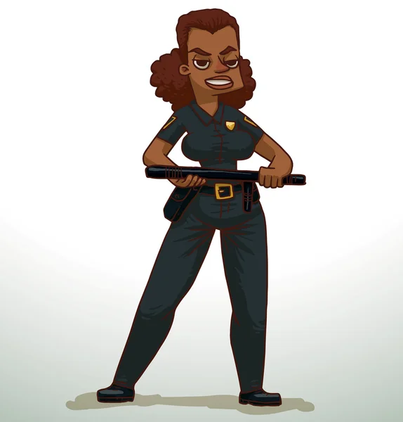 Mujer policía negra — Vector de stock