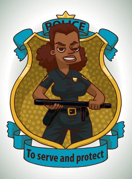 Black Police woman, frame — Stock Vector