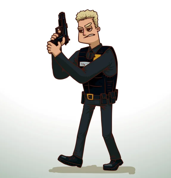 Policía con un arma — Vector de stock