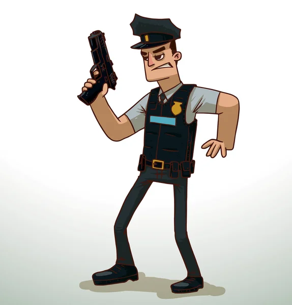 Policía con sombrero de policía — Vector de stock