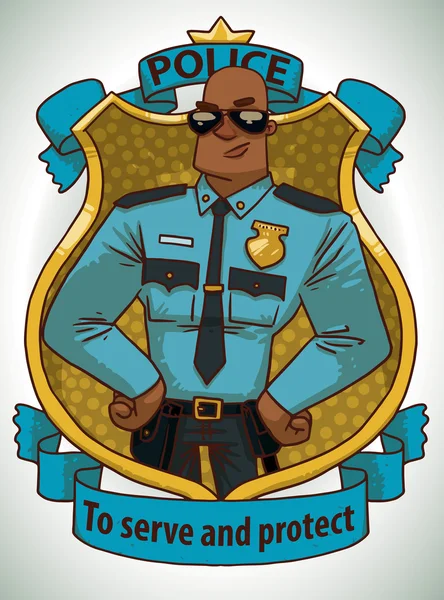 Black big Policeman, frame — Wektor stockowy