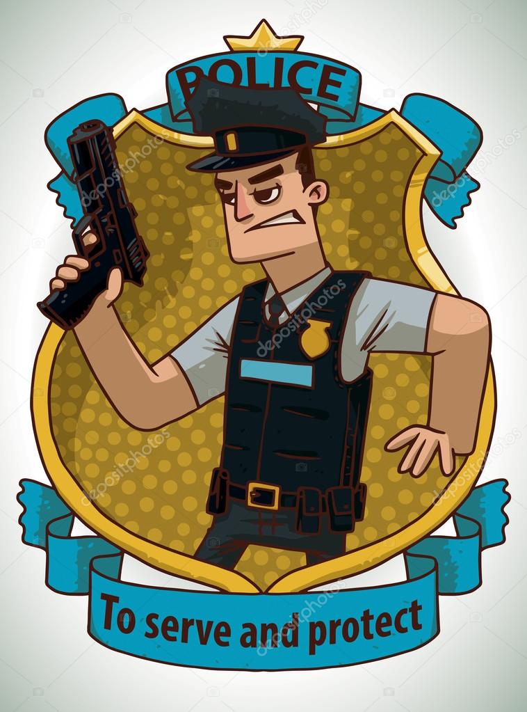 Policeman in police hat, frame