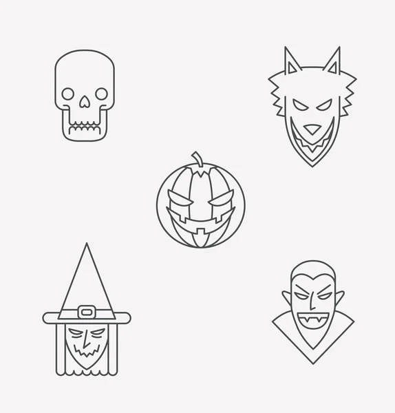 Conjunto de ícones monstros para o dia das bruxas em estilo esboço — Vetor de Stock