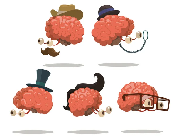 Set of cartoon brains — Stock Vector