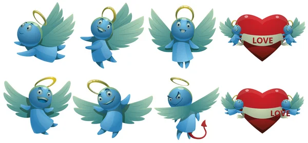 Set of Cute little angel for Valentines Day — Stockvector