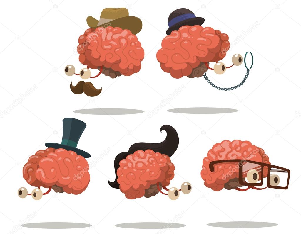 Set of cartoon brains