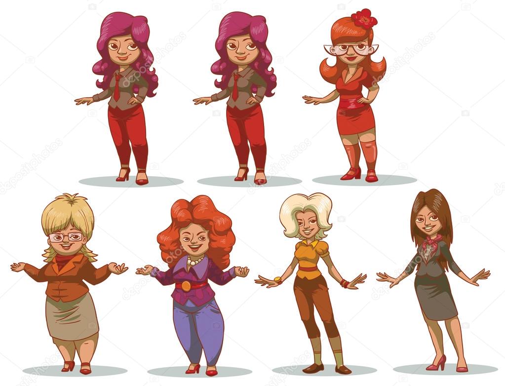 Set of different business women