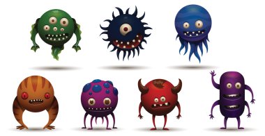 Set of funny round bacteria viruses clipart