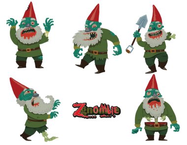 Set of scary Zgnombies clipart