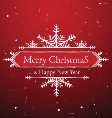 Christmas hand drawn horizontal label with snowflakes