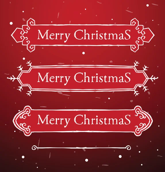 Noël dessiné à la main trois étiquettes horizontales — Image vectorielle