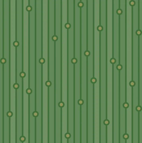 Nahtloses Muster mit vertikalen Linien und Kreisen grüner Hintergrund — Stockvektor