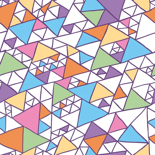 Modèle sans couture coloré à partir de triangles, fond blanc — Image vectorielle