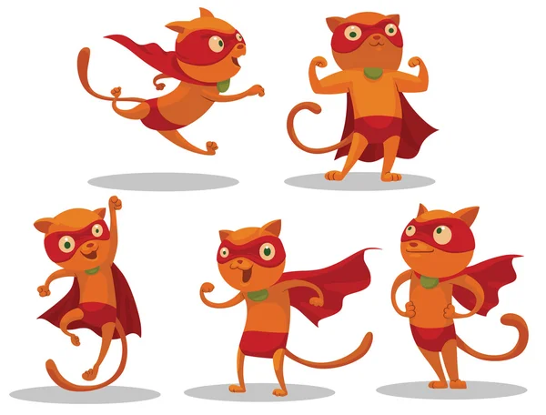 Set of Superhero Cats Векторна Графіка