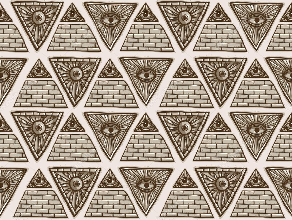 Seamless Pattern from Masonic symbols, gray