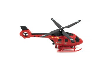 Plastik oyuncak helikopter beyaz arkaplanda izole edildi.
