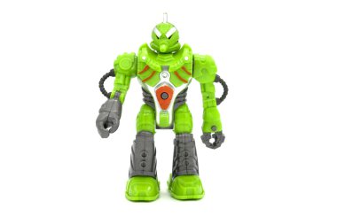 Oyuncak robot beyaz arkaplanda izole edildi