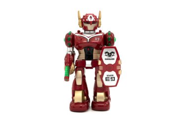 Oyuncak robot beyaz arkaplanda izole edildi