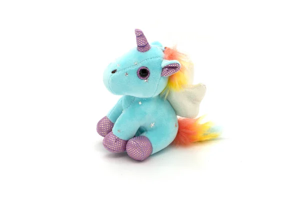 Peluche de unicornio azul. Aislado sobre fondo blanco — Foto de Stock