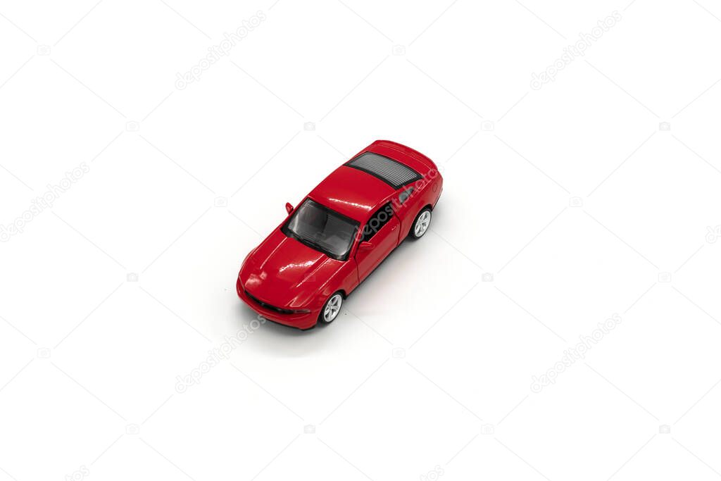 Little model car isolated on white background