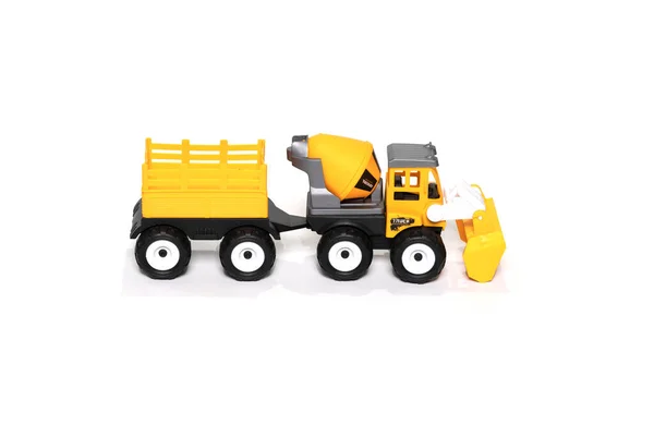 Brinquedo bulldozer colorido isolado no fundo branco. — Fotografia de Stock
