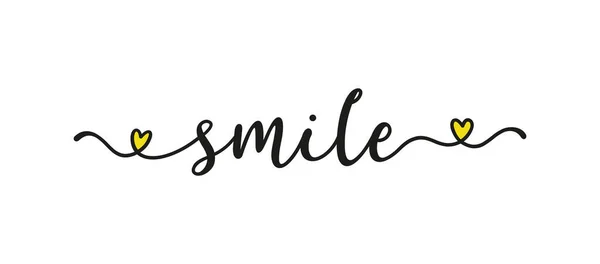 Hand geschetst SMILE citaat als banner. Lettering voor poster, label, sticker, flyer, header, kaart, advertentie, aankondiging.. — Stockvector