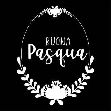 Elle çizilmiş BUONA PASQUA İtalyanca alıntısı, çevrilmiş Mutlu Paskalyalar. İlan, poster, baskı, hediye dekorasyonu için mektup.