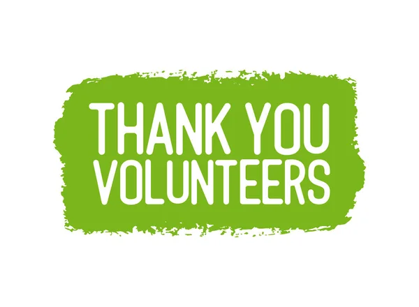 Elle çizilmiş teşekkürler VOLUNTEERS reklamı, web pankartı. Pankart, başlık, reklam, duyuru için mektup