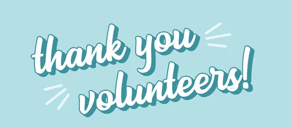 Elle çizilmiş teşekkürler VOLUNTEERS reklamı, web pankartı. Pankart, başlık, reklam, duyuru için mektup