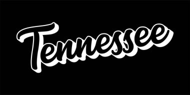 El çizimi Tennessee metni. 3D vintage, poster, çıkartma, el ilanı, başlık, kart, kıyafet, giyim