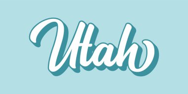 El yapımı UTAH metni. 3D vintage, poster, çıkartma, el ilanı, başlık, kart, kıyafet, giyim