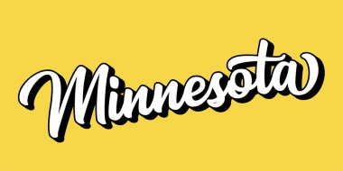 El çizimi MINNESOTA metni. 3D vintage, poster, çıkartma, el ilanı, başlık, kart, kıyafet, giyim