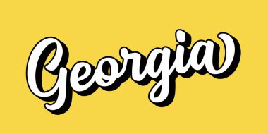 George 'un el çizimi metni. 3D vintage, poster, çıkartma, el ilanı, başlık, kart, kıyafet, giyim