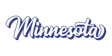 El çizimi MINNESOTA metni. 3D vintage, poster, çıkartma, el ilanı, başlık, kart, kıyafet, giyim