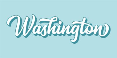 El yapımı WASHINGTON metni. 3D vintage, poster, çıkartma, el ilanı, başlık, kart, kıyafet, giyim