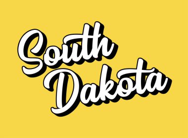 El çizimi Güney Dakota metni. 3D vintage, poster, çıkartma, el ilanı, başlık, kart, kıyafet, giyim