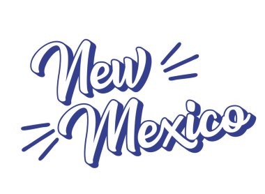 El çizimi New Mexico metni. 3D vintage, poster, çıkartma, el ilanı, başlık, kart, kıyafet, giyim.