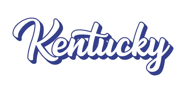 El çizimi KENTUCKY metni. 3D vintage, poster, çıkartma, el ilanı, başlık, kart, kıyafet, giyim.