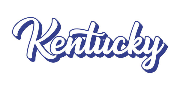Hand sketched KENTUCKY text. 3D vintage, retro lettering for poster, sticker, flyer, header, card, clothing, wear.