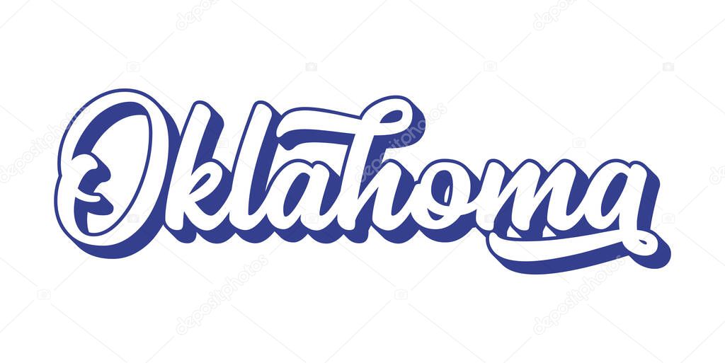Hand sketched OKLAHOMA text. 3D vintage, retro lettering for poster, sticker, flyer, header, card