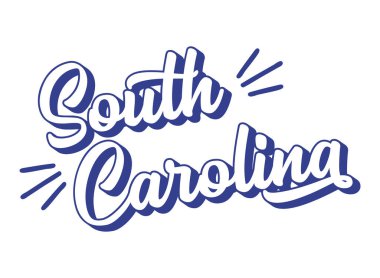 El çizimi Güney CAROLINA metni. 3D vintage, poster, çıkartma, el ilanı, başlık, kart, kıyafet, giyim