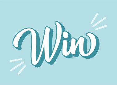 Elle çizilmiş WIN kelimesi reklam olarak, web pankartı. Başlık, reklam, duyuru için mektup.
