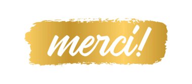 Merci 'nin el çizimi Fransızcada logo olarak alıntılandı. Çevirisi Teşekkür ederim. Pankart, başlık, kart, poster, el ilanı için harf