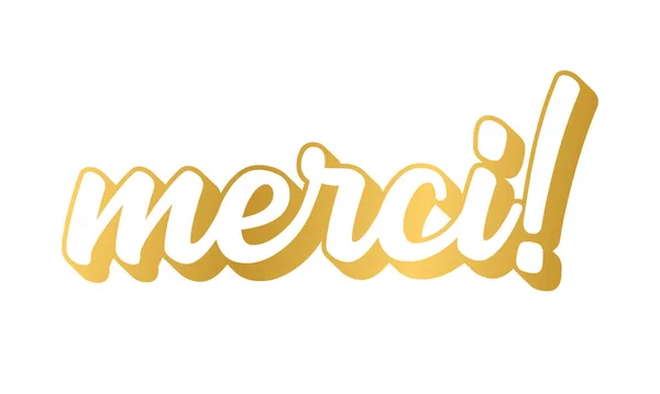 Χέρι σχεδίασε MERCI απόσπασμα στα γαλλικά ως λογότυπο. Μεταφρασμένο Σας ευχαριστώ. Γράμματα για banner, κεφαλίδα, κάρτα, αφίσα, φυλλάδιο — Διανυσματικό Αρχείο