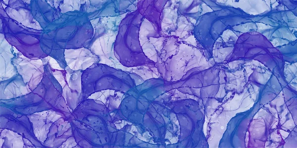 Abstract blue lilac marble fluid painted background. Alcohol ink or watercolor art. Editable vector texture backdrop for poster, card, invitation, flyer, cover, banner, social media post. — Stock Vector