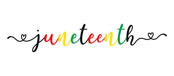 El çizimi renkli JUNETEENTH kelimesi pankart olarak. Mektup ya da modern hat sanatı. Vektör