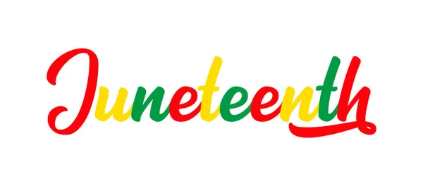El çizimi renkli JUNETEENTH kelimesi pankart olarak. Mektup ya da modern hat sanatı. Vektör
